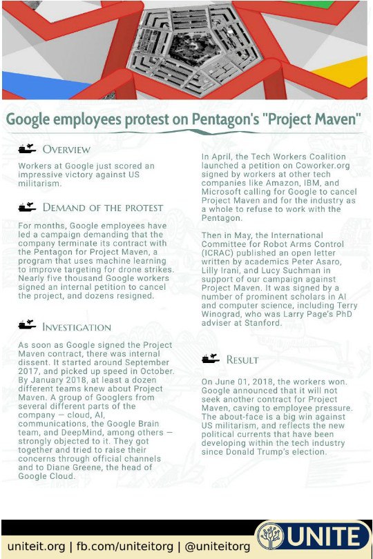 Google Employees Collective Bargain - Project Maven