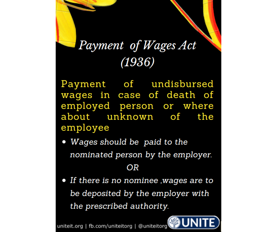 Payment of Wage Act 1936, incase of death of an employee - 19/09/2020