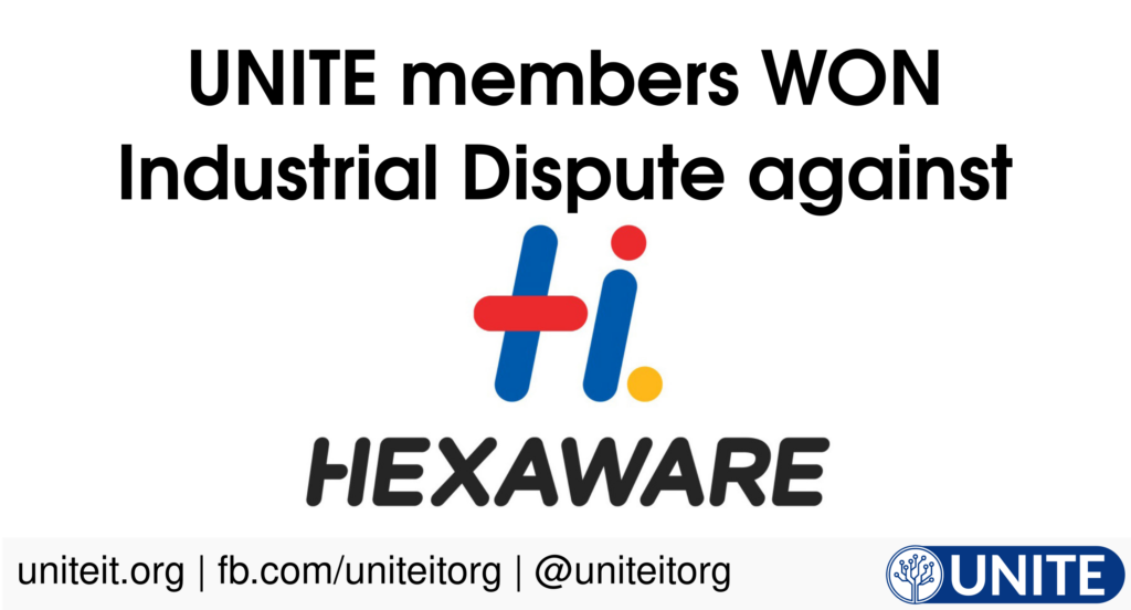 UNITE members won Industrial Dispute against Hexware